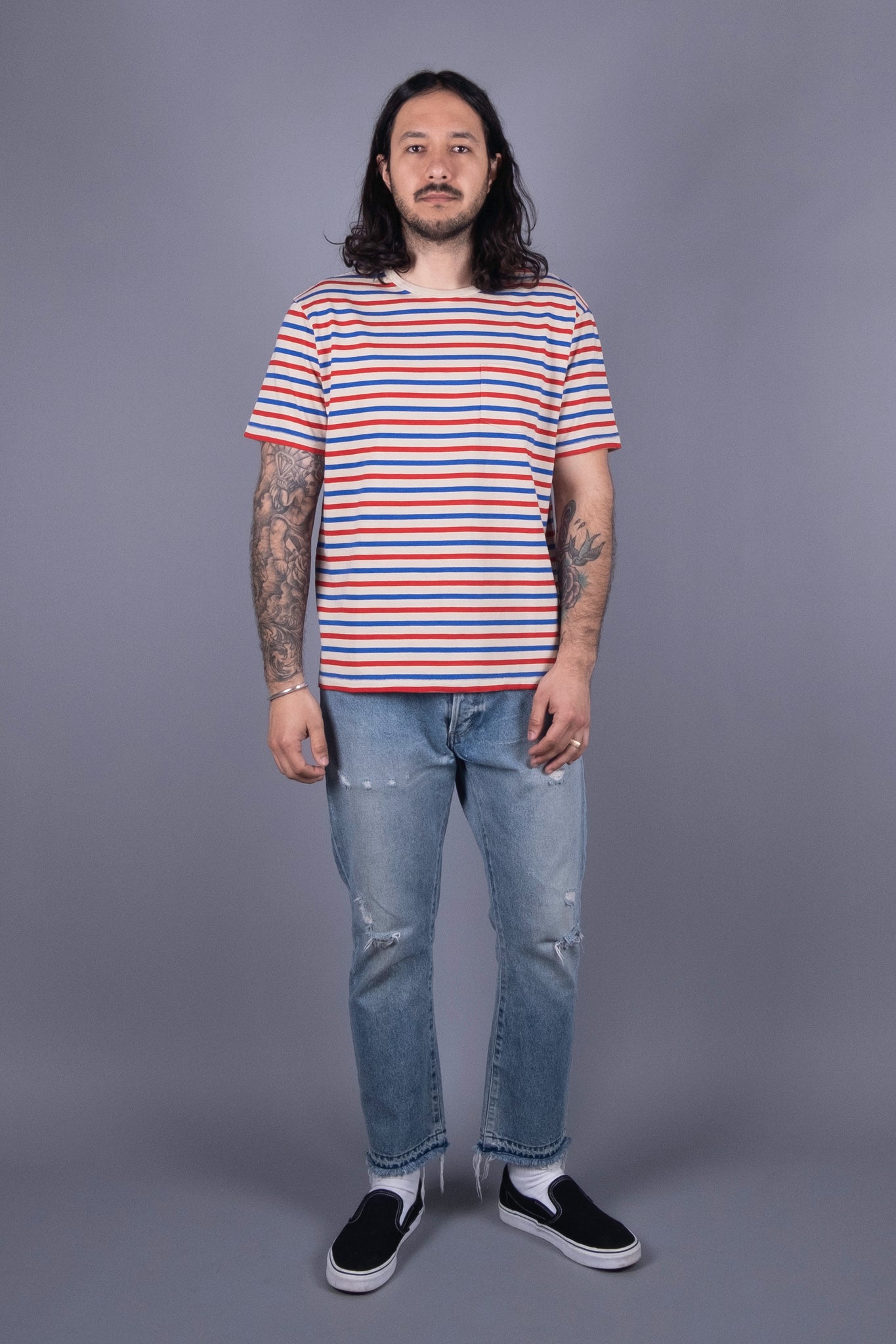 Blue Red Striped T-Shirt